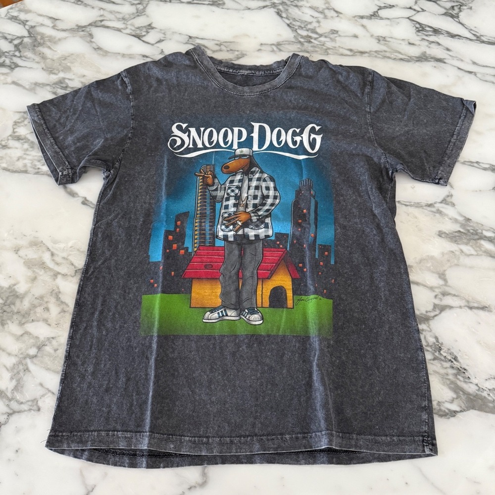 Snoop Dogg Graphic T-shirt Men Gray Short Sleeve Music‎ Slim Fit Medium